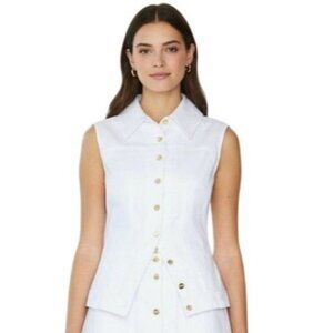 Matthew Bruch White Collared Button Down Vest NWT - Size 2